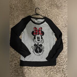 Disney Black and Gray Crew Neck Sweater